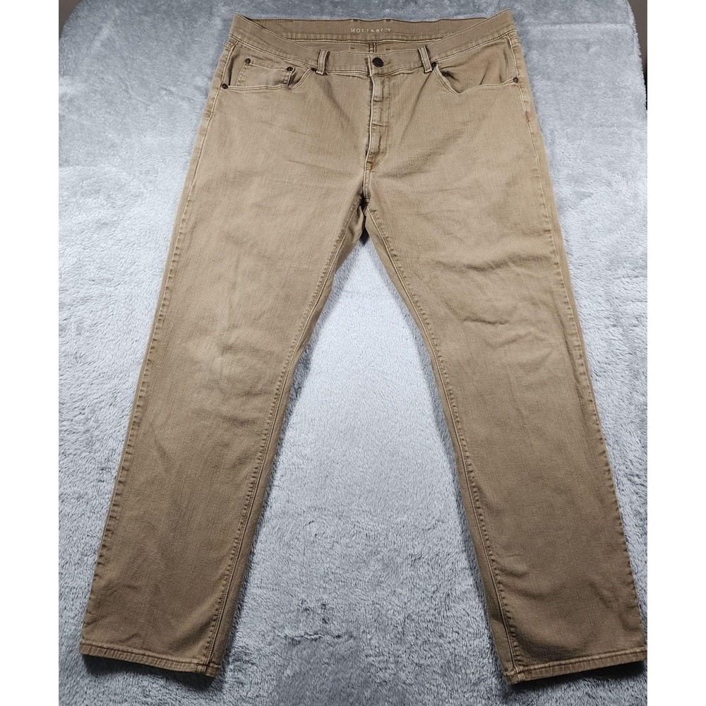 Mott & Bow Slim Merc Khaki Pants Mens 40x32 Khaki Beige Slim Fit Stretch Casual